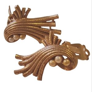 Vintage Roma Brushed Gold And Faux Pearl Earrings And A FREEBIE